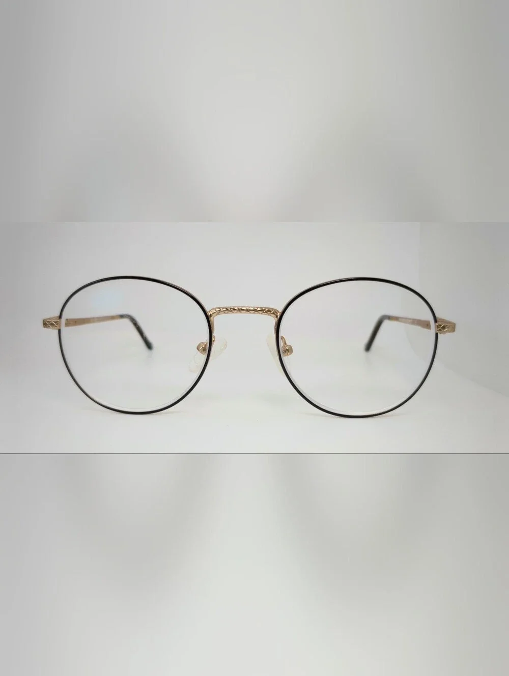 Mingus. Gold and Black Round Metal Eyeglass Frames - Women's Fashion